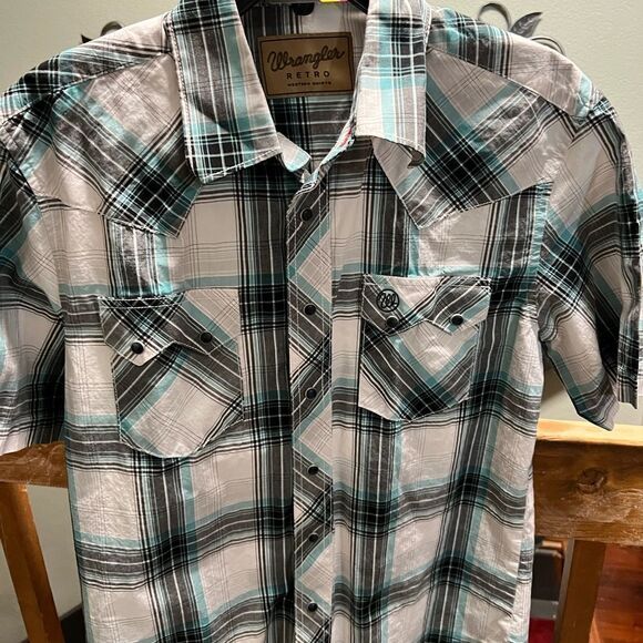 NWOT Wrangler Men's Plaid Short Sleeve Shirt Medium #242 - Picture 4 of 4